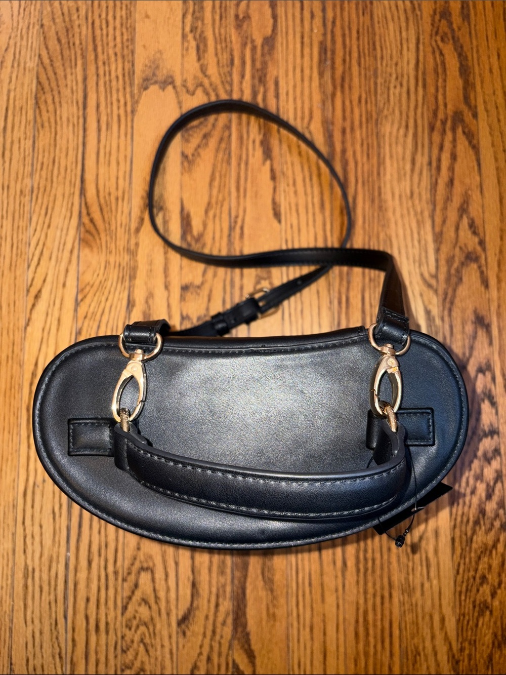Forever 21 Black Faux-Leather Crossbody Vanity Bag with Gold Hardware - Picture 8 of 12